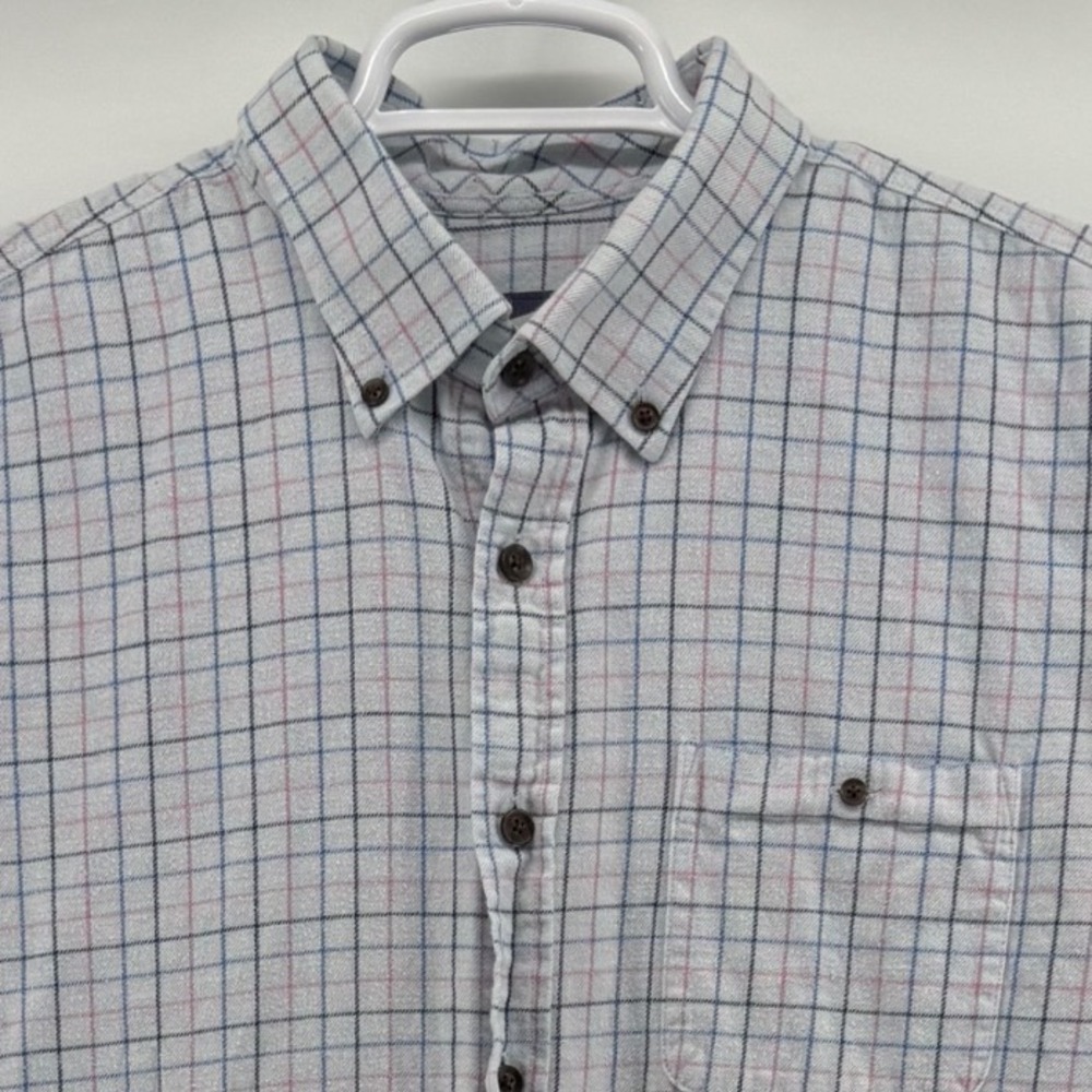 Johnnie-O Hangin Out Butch Shirt Mens Large Gulf Blue Plaid Button‎ Down